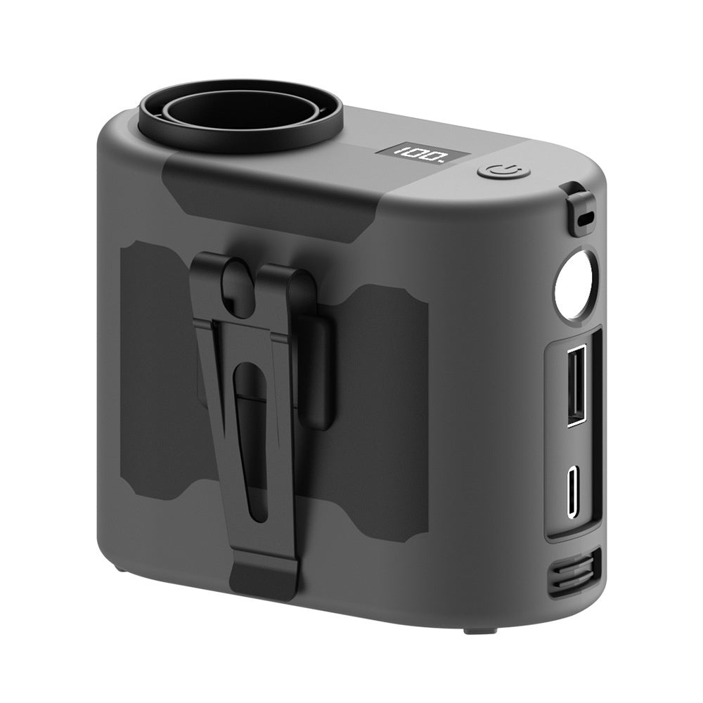 Grey electronic device with ports on a white background