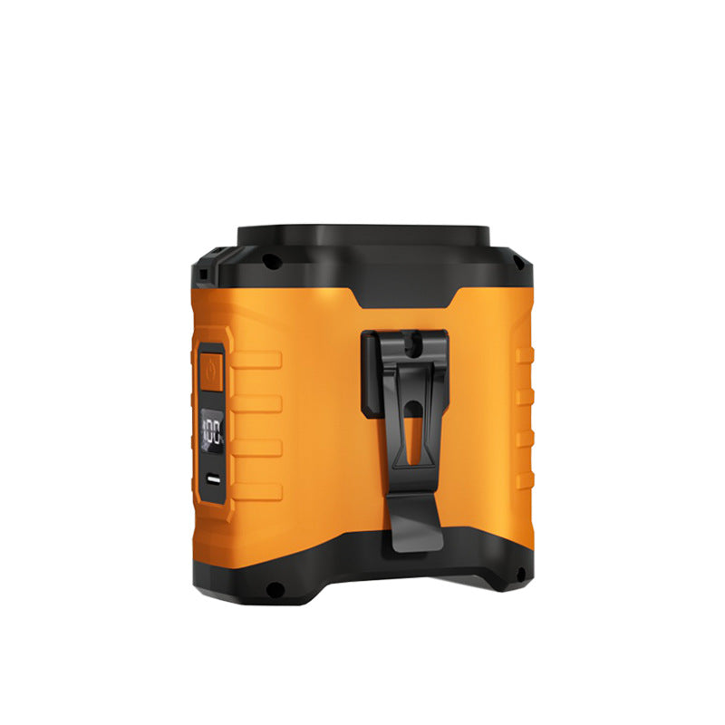 Orange and black portable device on a white background